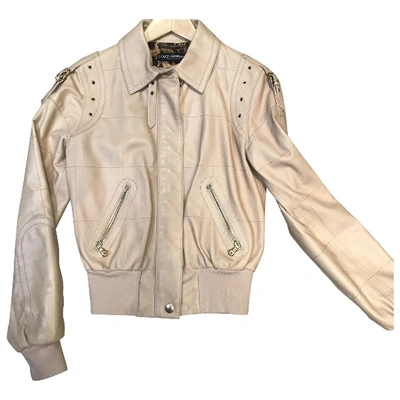 Pre-owned Dolce & Gabbana Beige Leather Leather Jacket