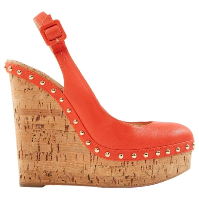 Pre-owned Christian Louboutin Leather Sandal In Red