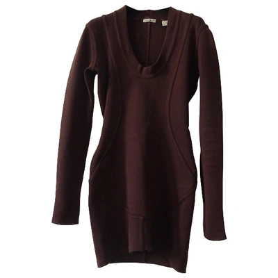 Pre-owned Alaïa Wool Mini Dress In Brown