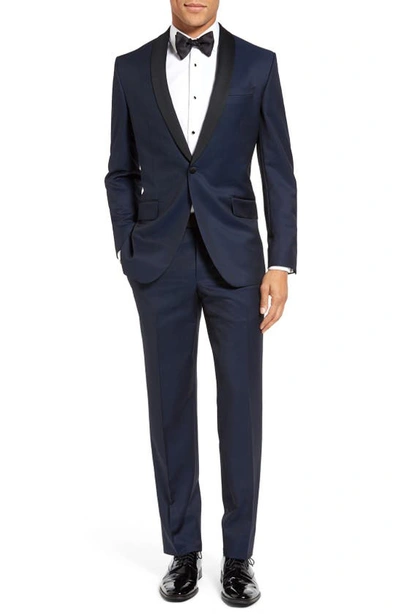 Ted Baker Josh Trim Fit Navy Shawl Lapel Tuxedo In Teal