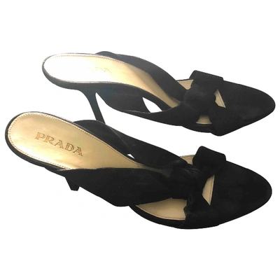 Pre-owned Prada Black Suede Sandals