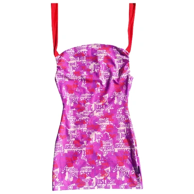 Pre-owned Roberto Cavalli Beachwear Mini Dress In Purple