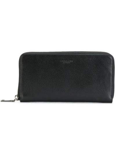 Coach Pebbled Leather Round Zip Wallet In Black