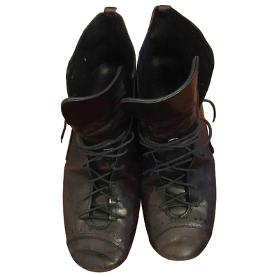 Pre-owned Marsèll Leather Lace Up Boots In Purple