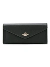 Coach Soft Leather Wallet In Black/light Gold