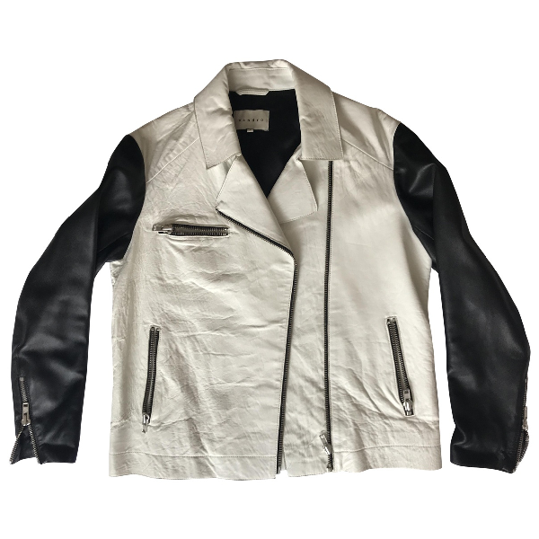 Pre-owned Sandro White Leather Jacket | ModeSens