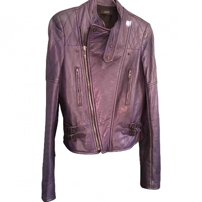 Pre-owned Joseph Leather Biker Jacket In Purple