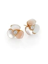 Kate Spade Disco Pansy Mother-of-pearl Mini Stud Earrings In Gold