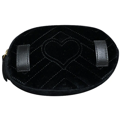Pre-owned Gucci Marmont Velvet In Black