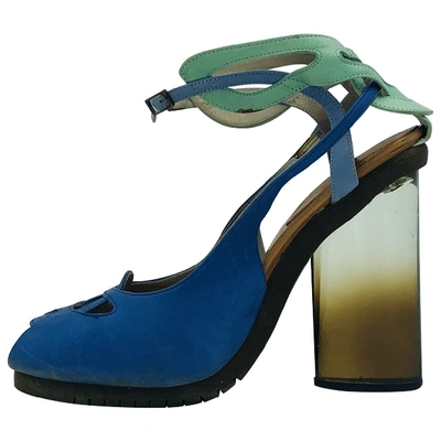 Pre-owned Fendi Leather Sandals In Blue