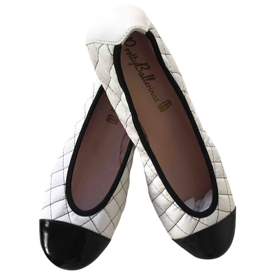 Pre-owned Pretty Ballerinas White Leather Ballet Flats