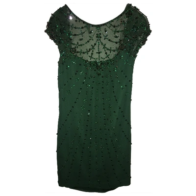 Pre-owned Jenny Packham Silk Mini Dress In Green