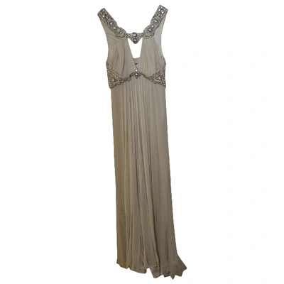 Pre-owned Jenny Packham Silk Maxi Dress In Grey
