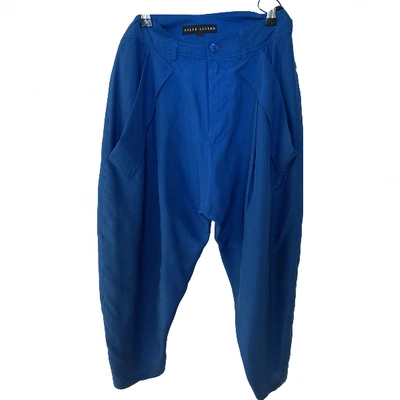 Pre-owned Ralph Lauren Silk Trousers In Blue