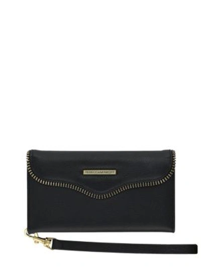 Rebecca Minkoff Mab Leather Smartphone Wristlet In Black/gold