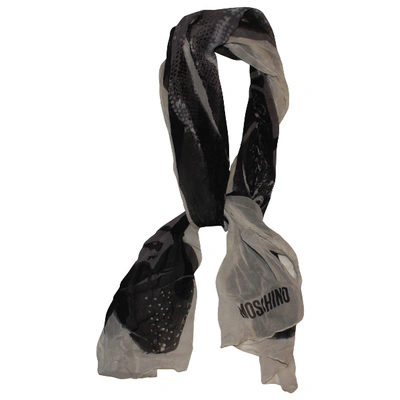 Pre-owned Moschino Silk Scarf In Grey