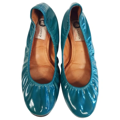 Pre-owned Lanvin Patent Leather Ballet Flats In Turquoise