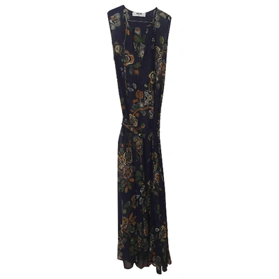 Pre-owned Msgm Silk Maxi Dress In Navy