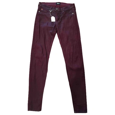 Pre-owned Hudson Slim Jeans In Burgundy