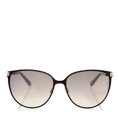 Jimmy Choo Posie Black Framed Sunglasses With Glitter In Grey Mirror Silver