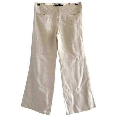 Pre-owned Tara Jarmon Linen Trousers In Beige