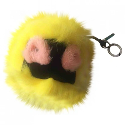 Pre-owned Fendi Bag Bug Yellow Mink Bag Charms