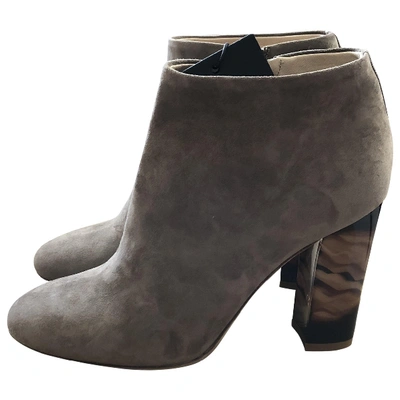 Pre-owned Burberry Ankle Boots In Grey
