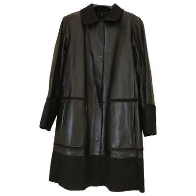 Pre-owned Jil Sander Leather Coat In Black
