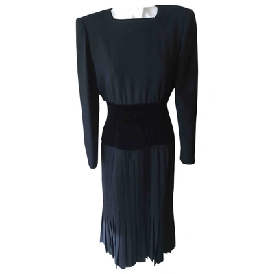 Pre-owned Valentino Wool Maxi Dress In Anthracite