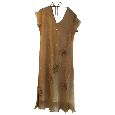 Pre-owned Stella Forest Silk Mid-length Dress In Beige