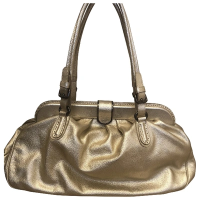 Pre-owned Giorgio Armani Leather Handbag In Gold