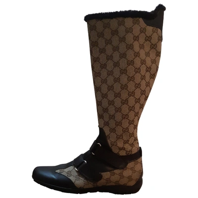 Pre-owned Gucci Cloth Boots In Brown