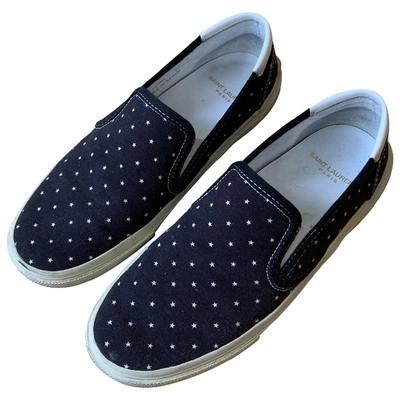 Pre-owned Saint Laurent Cloth Trainers In Navy