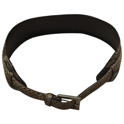 Pre-owned Saint Laurent Leather Belt In Grey