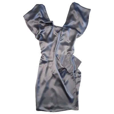 Pre-owned Costume National Silk Mid-length Dress In Anthracite