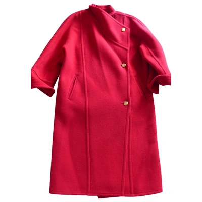 Pre-owned Carven Wool Coat In Red