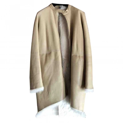 Pre-owned The Row Beige Shearling Coat