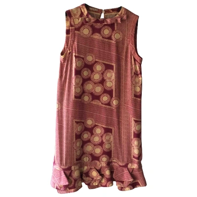 Pre-owned Miu Miu Silk Mini Dress In Burgundy