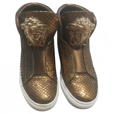 Pre-owned Versace Gold Python Trainers