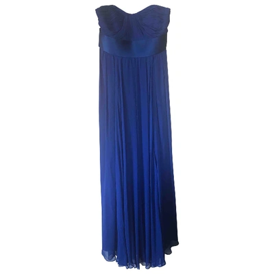 Pre-owned Marchesa Notte Silk Maxi Dress In Blue