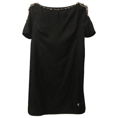 Pre-owned Philipp Plein Silk Mini Dress In Black