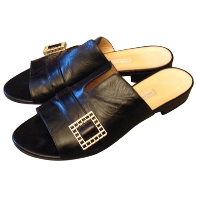 Pre-owned Bionda Castana Leather Mules In Black