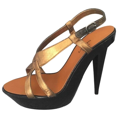 Pre-owned Lanvin Leather Sandals In Gold