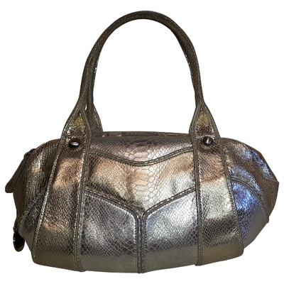 Pre-owned Stuart Weitzman Leather Bowling Bag In Silver