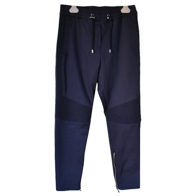 Pre-owned Balmain Trousers In Blue