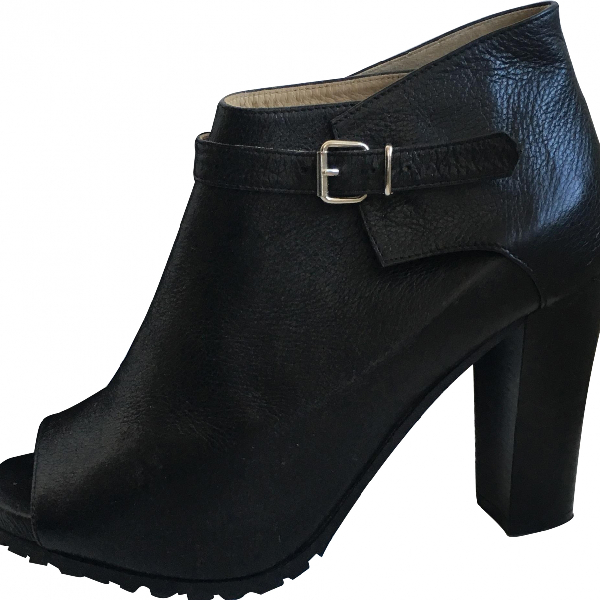 cheap black leather ankle boots
