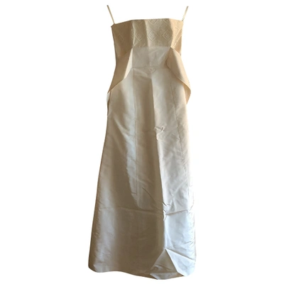 Pre-owned Tara Jarmon Silk Maxi Dress In White