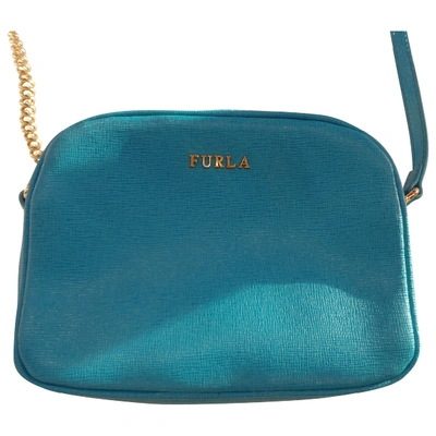 Pre-owned Furla Leather Clutch Bag In Turquoise