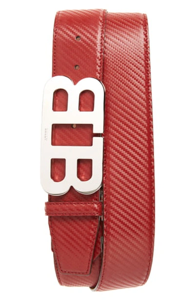 Bally B Buckle Patent Leather Belt In Garnet