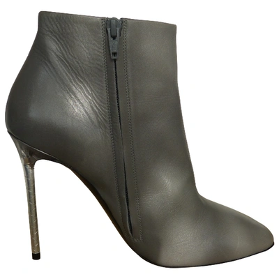 Pre-owned Balenciaga Slash Leather Ankle Boots In Grey
